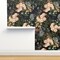 Dark Botanical Victorian Garden Vintage Rose Cottagecore Maximalist English Cottage Edwardian Custom Pre-pasted Wallpaper by Spoonflower Pre-Pasted Wallpaper 2FT Wide